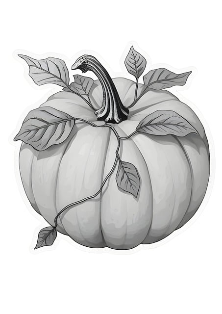 Free pumpkin greyscale colouring vegetable illustration