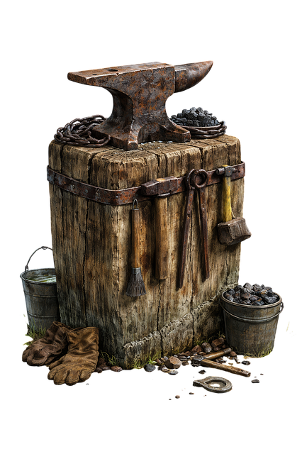 Free blacksmith anvil medieval forge crafting station illustration
