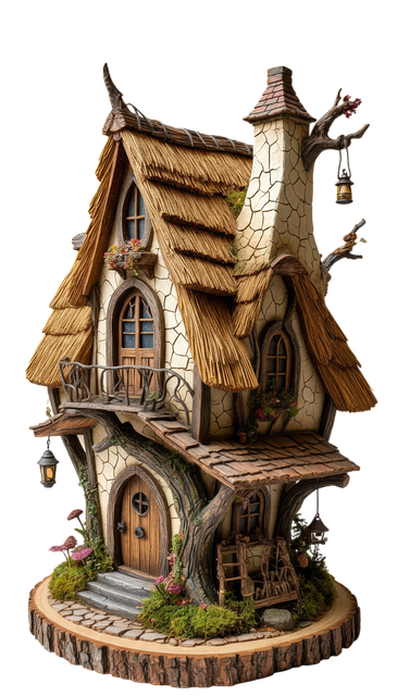 Free fairy house fantasy cottage storybook house illustration