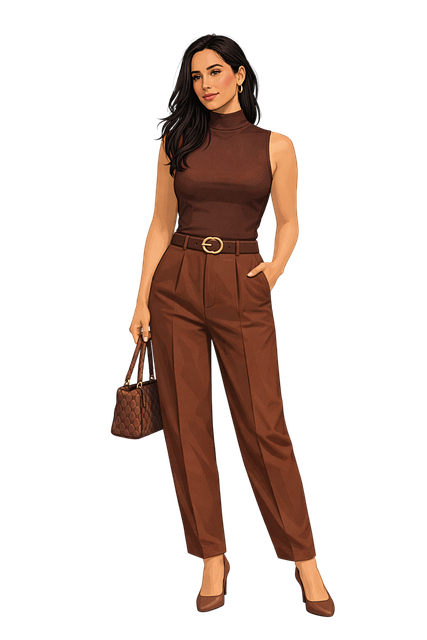Free modern fashion elegant woman brown outfit illustration