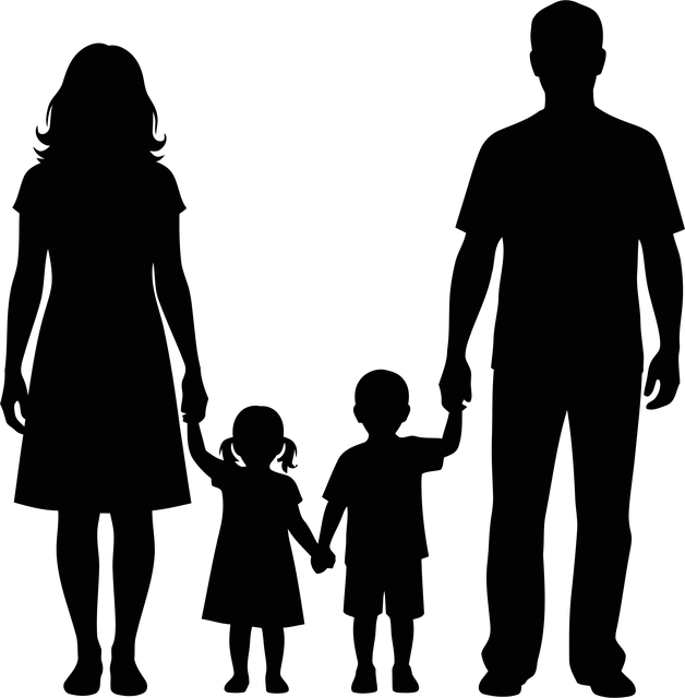 Familie, Silhouette, Eltern, Kinder