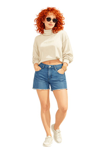 Free fashion illustration red hair woman curly hair vector