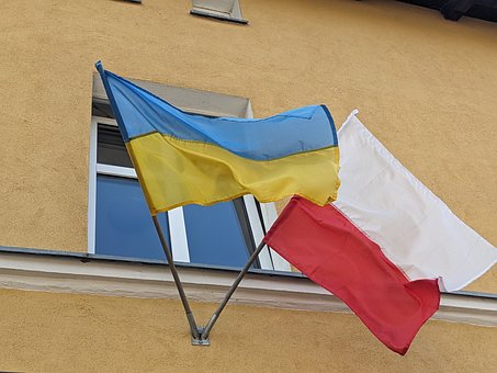 Ukraine, Polen, Fahne, Unterstützung