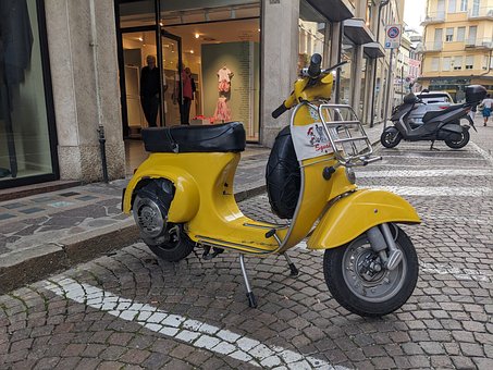 Retro, Roller, Gelb, Stadt, Straße
