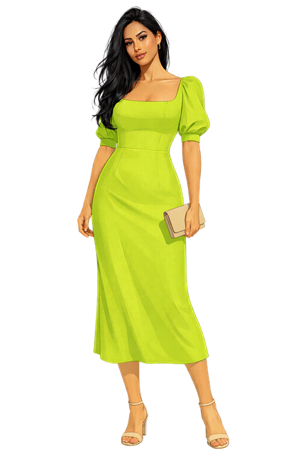 Free fashion illustration elegant woman green dress vector