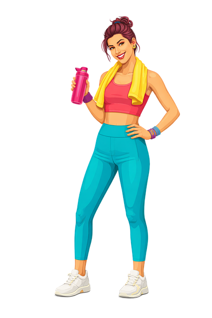 Free fitness illustration sporty woman active lifestyle illustration
