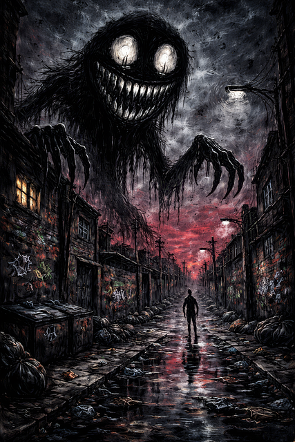 Free shadow monster horror illustration dark alley illustration