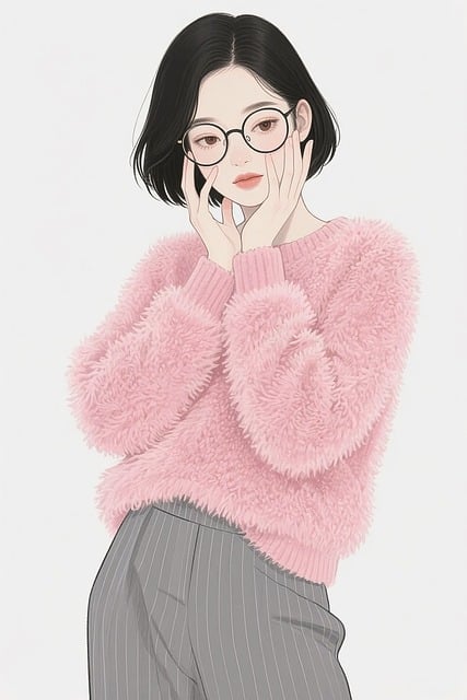 Free fashion illustration beautiful woman black hair illustration