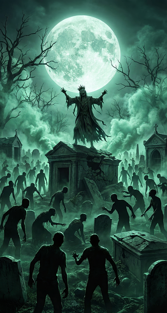 Free zombie apocalypse horror scene undead army illustration