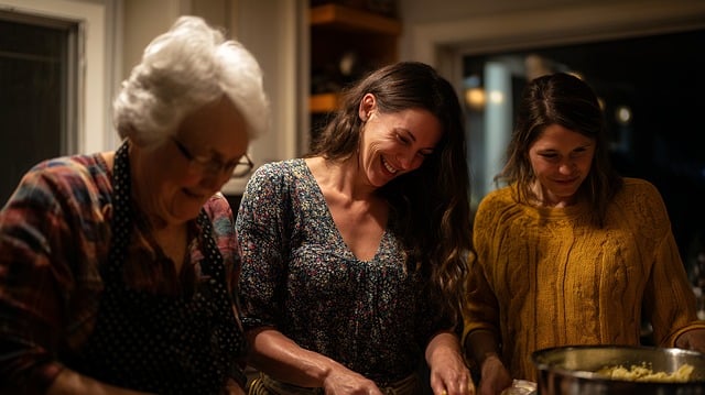 Free ai generated family cooking illustration