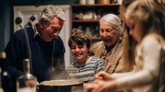 Free ai generated family cooking illustration