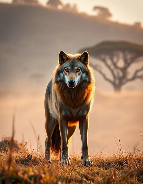 Porträt, Steppe, Wolf, Natur, Tier