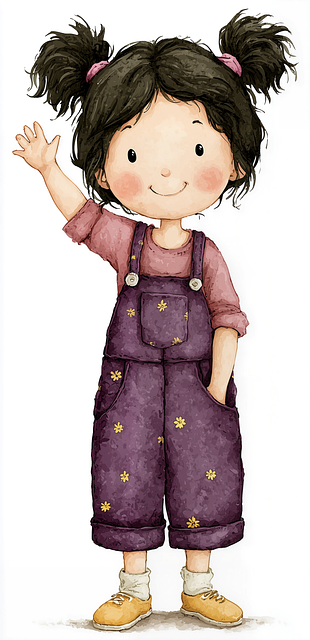 Free girl happy wave illustration