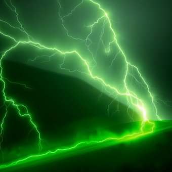 Free Green Lightning Electric Storm illustration and picture