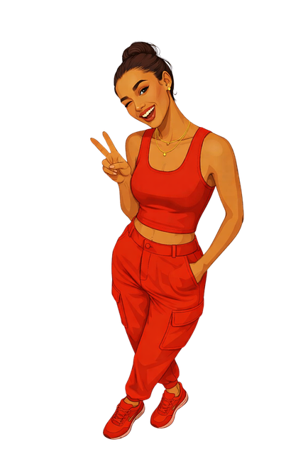 Mujer, Traje Rojo, Moda Casual