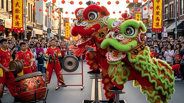 Free Chinese Dragon Lion Dance photo and picture