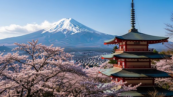 Free Mount Fuji Japanese Temple photo and picture