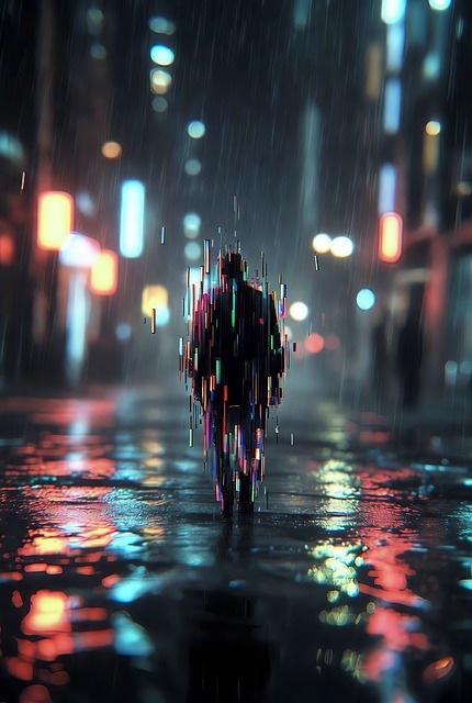 Free Rainy Night Neon City illustration and picture