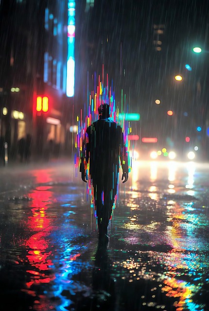 Free Rainy Night Neon City illustration and picture