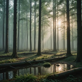 Free Forest Sun Rays illustration and picture