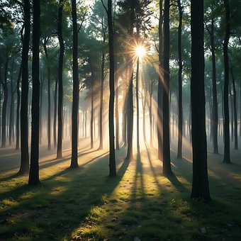 Free Sun Rays Forest Path illustration and picture