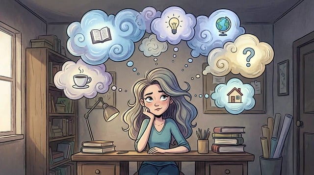 Free woman desk multitasking illustration
