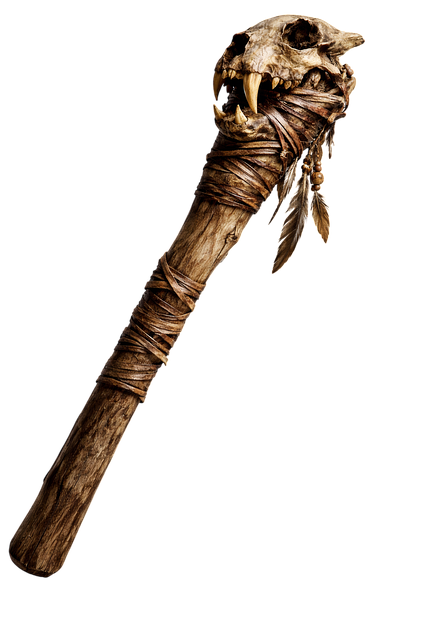 Free skull staff tribal weapon dark fantasy illustration