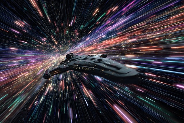 Free ai generated starship hyperspace illustration