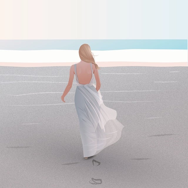Free woman beach sea illustration
