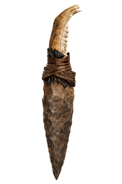 Free stone dagger primitive weapon bone handle illustration