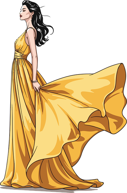 Frau, Elegant, Mode, Gelb, Kleid