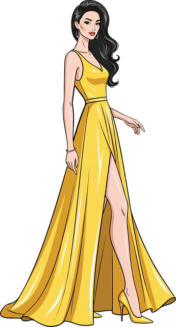 Frau, Gelb, Kleid, Mode, Elegant, Seide