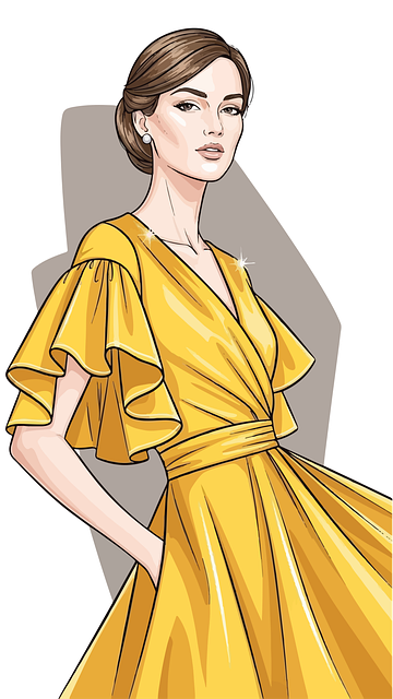 Frau, Gelb, Kleid, Mode, Elegant, Seide