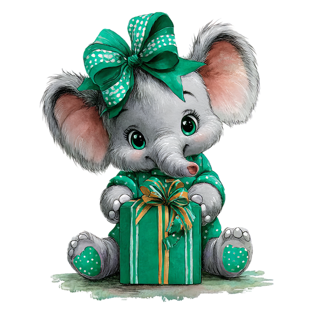 Free elephant gift bow illustration
