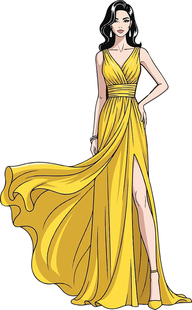 Frau, Gelb, Kleid, Mode, Elegant, Seide