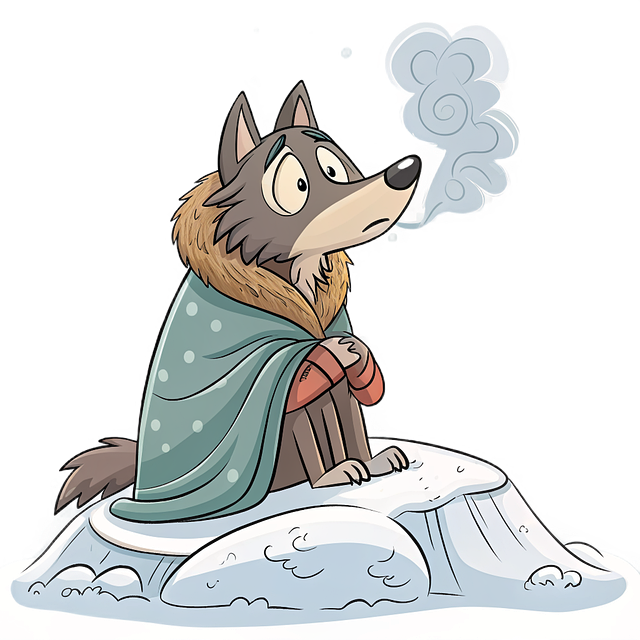 Free wolf cartoon winter illustration