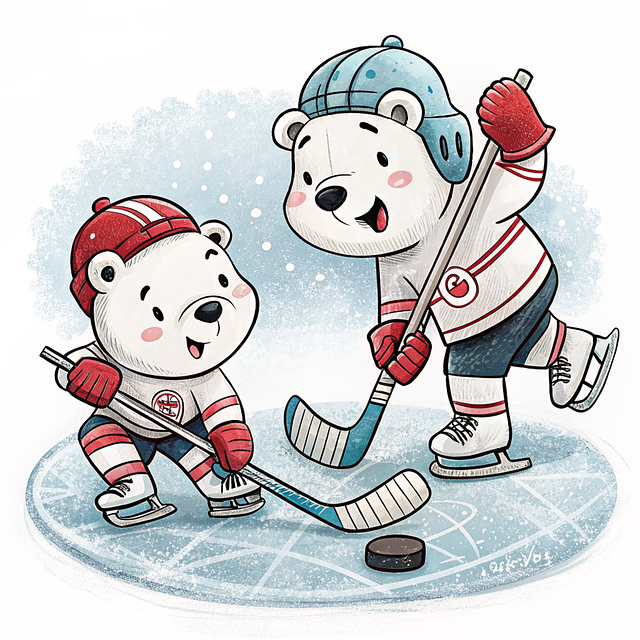 Eishockey, Puck, Eis, Bär, Helm, Kinder