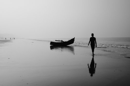 Person, Gå, Båd, Bangladesh, Strand, Hav