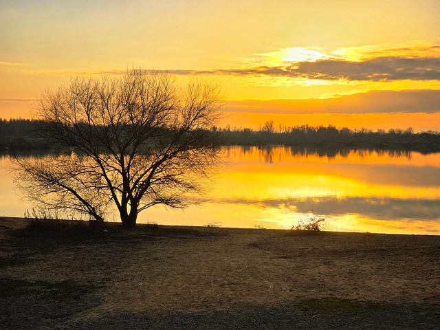 Apus De Soare, Peisaj Marin, Lac