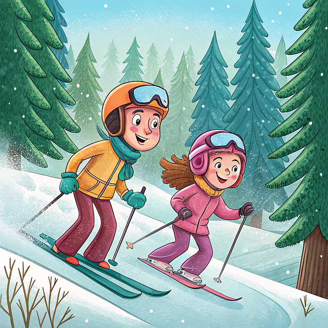 Free winter skiing snow illustration