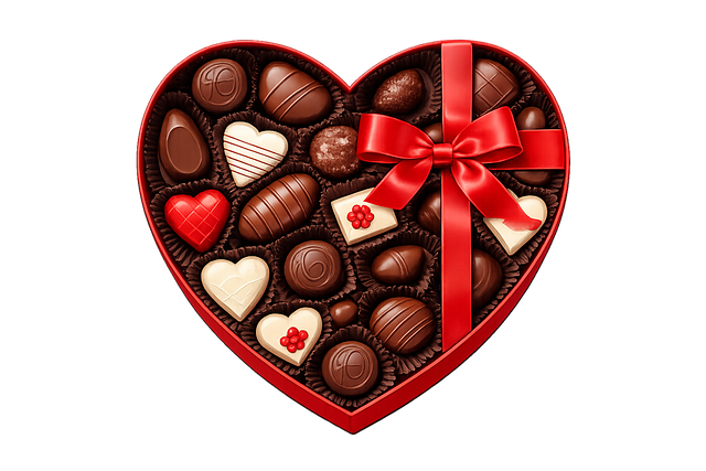 Free chocolate box heart shaped chocolates valentine gift vector