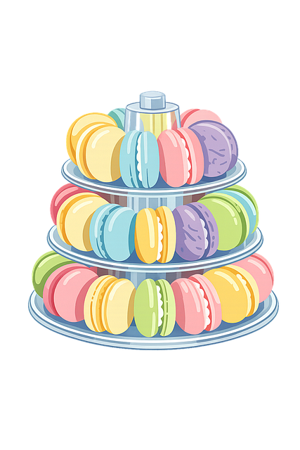Free macaron stand pastel macarons dessert illustration vector