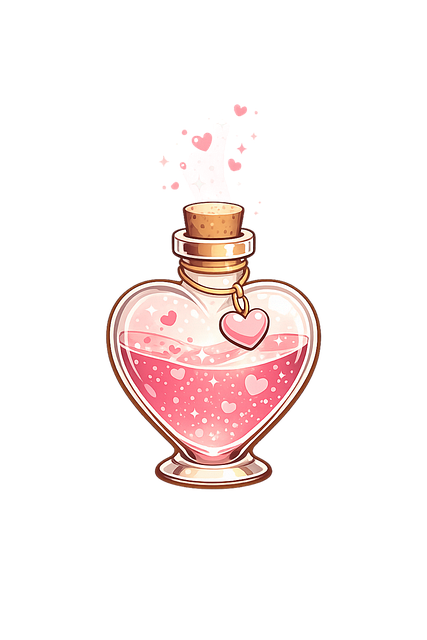 Free love potion illustration heart bottle pink liquid illustration