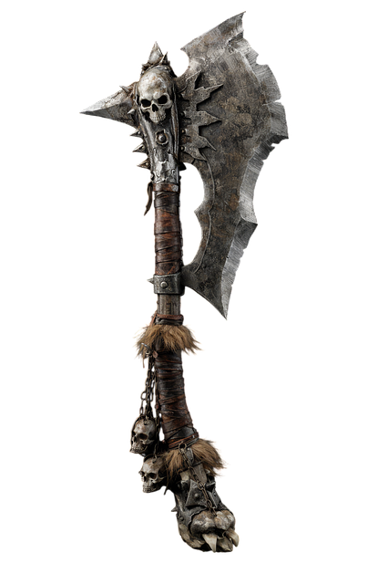 Free battle axe fantasy weapon skull axe illustration