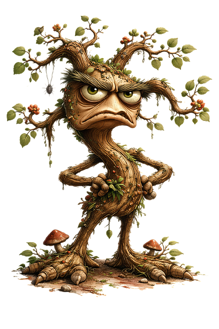 Free tree creature angry tree fantasy character illustration