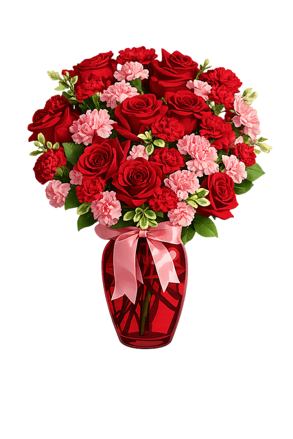 Strauß Roter Rosen, Rosa Nelken