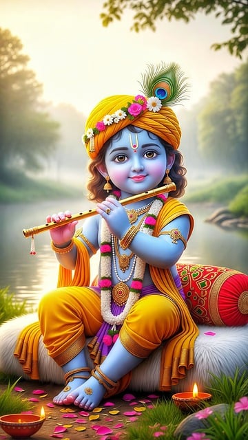 Free ai generated krishna radha illustration