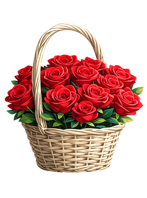 Free red roses rose basket wicker basket vector