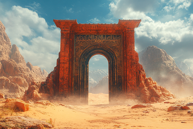 Free gate red desert illustration