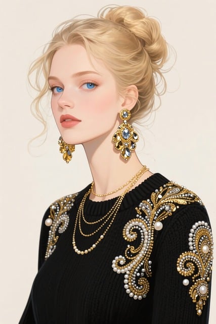 Free fashion illustration embellished sweater embroidery illustration